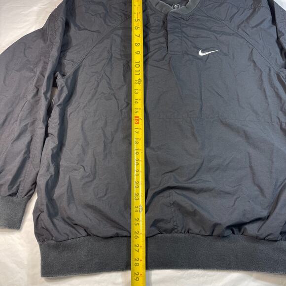 Nike Black Windbreaker Pullover Men’s L Quarter Snap Nylon Sweatshirt Zip Pocket - Picture 2 of 12